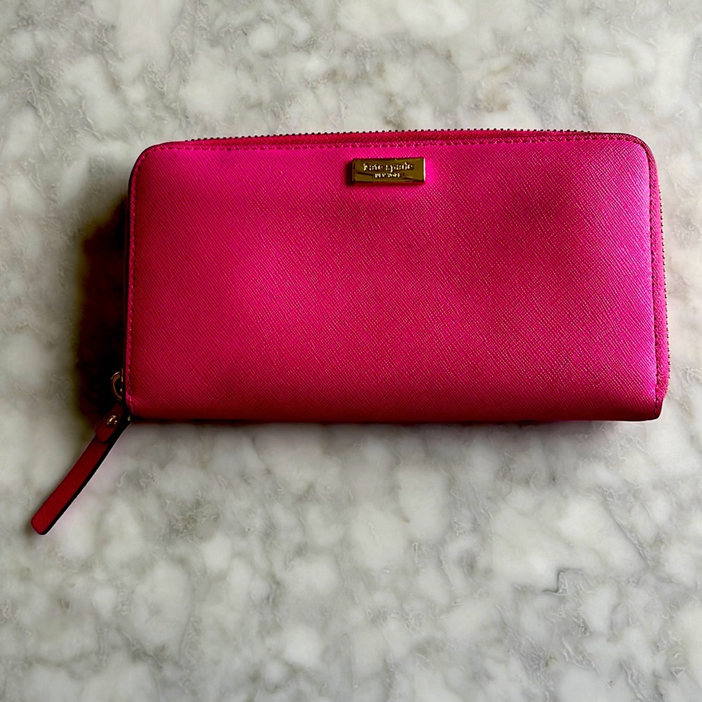 Kate Spade zipper Bright Pink wallet.